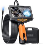 Teslong 5.5mm Dual Lens Inspection Camera, 5 Inch IPS Screen Endoscope Camera, 1080P Borescope Inspection Camera with Lights, Waterproof Sewer Camera, 5000mAh Battery, 32G Card, Hard Toolbox(9.8FT/3M)