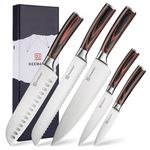 KEEMAKE Chef Knife Set Kitchen Knives - Professional Japanese Kitchen Knife Set of 5 - Razor Sharp Chopping Cooking Meat Cutting Knife