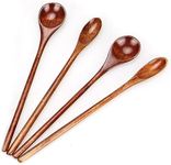 JUMXSRLE Wooden Long Handle Spoon, Wooden Coffee Spoons Mixing Spoon Teaspoons Tasting Spoon Honey Spoon, Wooden Spoon for Eating Spices Seasoning Espresso Stir Spoon Dessert Honey Table Spoons