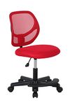 Amazon Basics Kids Adjustable Mesh Low-Back Swivel Study Desk Chair with Footrest, Red