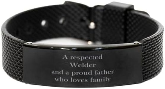 CUCOLUS Welder Gifts. Unique Father Day Gifts. A Respected Welder and a Proud Father Black Shark Mesh Bracelet for Welder Friends, Boss, Coworker