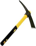 JEUIHAU 15 Inches Pick Mattock Hoe, Forged Adze Hoe with Plastic Coated Fiberglass Handle, 1.5 Lb Weeding Mattock Hoe for Gardening, Loosening Soil, Camping, Planting