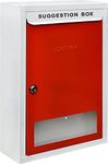 Plantex All in 1 Multipurpose Big Size Letter Box/Complaint Box/Suggestion Box/Donation Box with Lock Table Top or Wall Mount (Red & Ivory)