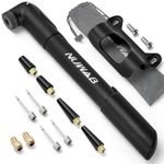 NUWAB Mini Bike Pump, 9.4" Hand Bicycle Pump, Quick Balloon Pump, Portable Multi-purpose Pump,Suitable for All Bikes and Balls, Swimming Rings, Come with Ball Needles, Nozzles and Converters