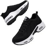Womens Orthopedic Trainers Running Shoes Air Cushion Athletic Sports Lightweight Tennis Walking Sneakers Casual Mesh Breathable Ladies Fashion Plantar Fasciitis Jogging Shoes Black White UK 5.5