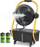 Geek Aire Battery Operated Misting Fan, 30000mAh Detachable Rechargeable Outdoor Floor Fan with 2.9 Gal Water Tank, Waterproof Battery Powered Camping Fan for Patio Travel, Camping Gear Accessories