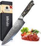 Home Safety Damascus Steel Chef Knife 8 Inch Professional Cooking Knife, Razor Sharp Kitchen Knives with Ergonomic Black Gold Handle, Gift Box for Meat & Vegetable Processing in Home Kitchen