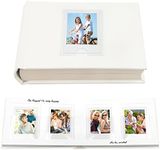 Veicevol Photo Album with Writing Space for Fujifilm Instax Mini 12 11 9 40 90 8 7 Evo Liplay Instant Camera, 64 Pockets Photo Album for Polaroid, Leather Cover Handmade Paper 2x3 Photo Album (White)