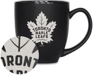 Rico Industries NHL Hockey Toronto Maple Leafs 15oz Laser Engraved Matte Black Ceramic Bistro Mug - for Hot or Cold Drinks