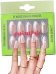 PaintLab Press On Nails - 24 Piece Fake Nails with Glue, Nail File, Prep Pad & Cuticle Stick | Non Toxic & Cruelty Free | Long Lasting & Complete Glue On Nails for Women & Girls (Chrome French)