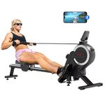 Dripex Magnetic Rowing Machine, App Compatible Rower with Silent Dual Aluminum Slide Rail, 16 Levels of Adjustable Resistance, Max 265 LBS Weight Capacity for Home Gym, Cardio & Strength Training