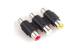 REPLAX 3 Way AV RCA Joiner / Female to Female / Audio Video Coupler Extension Adapter Connector, Red,Yellow,White