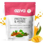 OZiva Protein & Herbs for Women (Mango) to Reduce Body Fat, Manage Weight & Metabolism | Protein Powder for Women with 23g Whey Protein, No Added Sugar, Certified Clean 2lb