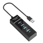 AXFEE USB Hub, 4 Port USB 3.0 Date Hub, 5 Gbps Data Multi USB Port Expander USB Extender Lead Adapter for Laptop, USB Flash Drives, Mobile HDD, and More, Compatible with USB Port Device