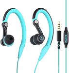 mucro Sport Headphones Wired Earbuds With Microphone, Sweatproof Running Earphones Corded Over Ear Hook Workout Gym in Ear Jogging Earbuds for iPhone iPod Samsung