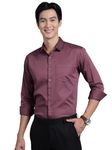 Majestic Man Slim Fit Satin Cotton Formal Shirt for Men (L, Dusty Mauve)