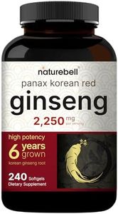 NatureBell Korean Red Ginseng 2,250mg Per Serving, 240 Softgels | Panax Ginseng Root, Standardized to 10% Ginsenosides, Non-GMO, Support Energy, Male Performance, & Immune System