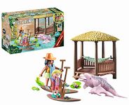 Playmobil 71143 Wiltopia Paddling tour with River Dolphins, Incl. beach hut with hammock, Wildlife expedition for little explorers, Educational toys, Sustainable Toy for Children Ages 4+