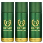 DENVER Hamilton Deodorant - 165ML Each (Pack of 3)| Long Lasting Deodorant Spray for Men