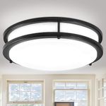 DINGLILIGHTING 32W LED Flush Mount Ceiling Light Fixture, 13 inch Modern Black Ceiling Light, Low Profile Ceiling Lighting for Bedroom,Kitchen,Hallway,3000-6000K Adjustable, Super Bright
