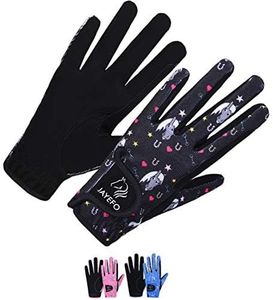 Jayefo Kids Horse Riding Gloves (Black, Age 10-12 Years)