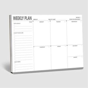 Weekly Planner Desktop List Note Pad to Do List with Habit Tracker and Magnet Mountings for Fridge Locker (90 Sheets 9" x 6")