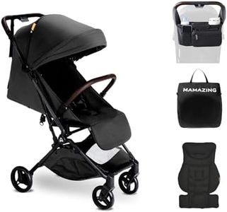 MAMAZING Lightweight Baby Travel Stroller with Organizer & Cushion–Mom’s Choice Gold Award Winner, Compact & Airplane-Friendly, One-Handed Folding Design, 11.6 lbs, Perfect for Toddlers, Jet