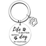 SDOFY Dog Keyring Gifts for Women Men Dog Paw Print Keychain for Dog Lover Dog Mum Dog Dad Dog Owner Animal Rescue Life is Better with A Dog Keyring