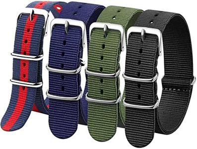 Verbstel Nylon Watchband Replacement Quick Release Heavy Buckle Watchstraps for Men Women (16MM, Red Blue/Blue/Green/Black)