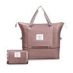 Storite Nylon 40 cm Imported Foldable Travel Duffle Bag for Women, Expandable Lightweight Waterproof Carry Weekender Overnight Luggage Bag, Trendy and Stylish.(Peach Pink, 40 x 20 x 29 Cm)