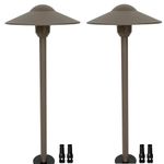 Leelands Low Voltage Path Lighting Cast Aluminum Construction for Outdoor Walkway Area Garden Yard Pathway Landscape Lighting,Free 3 Watt G4 LED Bulb Warm White Textured Bronze Finish Pack of 2