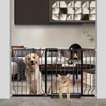 ALLAIBB 43.31-52.76“ Pet Cat Baby Gate with Small Door 44 45 46 47 48 49 50 51 52 Inches Dog Puppy Gate Extra Wide Pressure Mounted No Drill Black Metal Walk Through Doorways