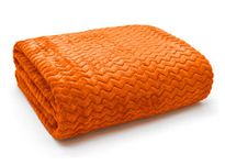 Velosso Super Soft Throw Blanket Flannel Sofa Throw Teddy Soft Plain Blanket 127x152cm 3D Chevron Pattern all seasons blanket (Orange)