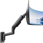 monTEK Ultra Wide Monitor Wall Mount for 17-49 Inch Screens, Heavy Duty Single Monitor Mount up to 44 lbs, Fully Adjustable Gas Spring Wall Mount, 75x75/100x100 VESA Mount, Black