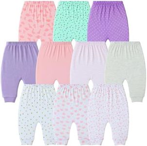 Hakochia Baby Pants for Boys & Girls: 100% Cotton, Soft, Comfy, Ample Diaper Room Pink