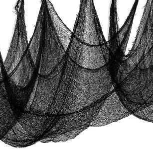 Nirohee 315 x 85 Halloween Black Creepy Cloth,Spooky Fabric Cloth Halloween Decorations Outdoor,Scary Creepy Gauze Black Cloths Party Decor Props for Witch Room,Haunted House,Garden