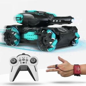 Gesture-Controlled RC Tank for Kids | 4WD 360° Rotating Remote Control Car | Water-Bullet Shooting Toy, Glove & Remote Control | Birthday Gifts for Boys and Girls Ages 6-12