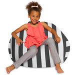 Posh Beanbags Bean Bag Chair, Large-38in, Canvas Stripes Gray and White