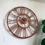 Vintage Clock Iron Abstract Analog Wall Clock (38 Cm, Brown, Copper)