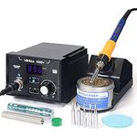 YIHUA 939D+ Digital Soldering Station, 75 Watt Equivalent with Temperature Control, Ã‚°C/Ã‚°F Display. ESD safe for Electronics. Aluminum Panel (Resists Burn). Solder Tips, Lead-free Solder & Extras