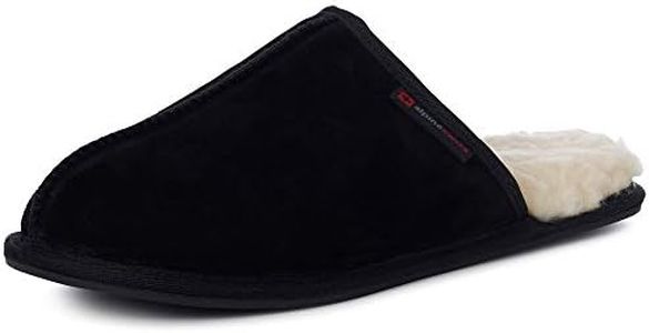 Alpine Swiss Mens Genuine Suede Memory Foam Scuff Slippers BLK 7