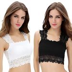 Wave Fashion Women's Seamless Bralette Padded Non Wired Bra in Combo Color- (Black & White) Size-32
