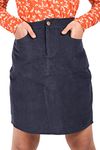 Tweeny Mini Girls Winter Skirt, Fitted Knee Length Corduroy Branded Skirt for Kids Girls (Navy Blue) (7-8 Years)