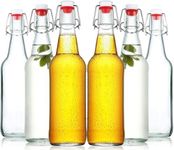 PENGQIMM Clear Glass Beer Bottles,6 Set Flip Top Beer Brewing Bottle 18oz/8.5oz Clear Bottle with Caps for Juice, Water, Kombucha, Wine, Beer Brewing, Kefir Milk or Eggnog (18oz)