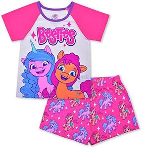 Hasbro s My Little Pony 2 Pack Short Sleeves Tee and Shorts Set for Girls, Kids Matching Outfit, Size 6 White