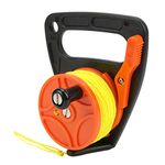 Dive Reel Diving Fishing Reel Portable Diving Handle Reel Diving Reel with Thumb Stopper for Snorkeling Underwater Water Sports 46M Yellow Wire (Orange Wheel)