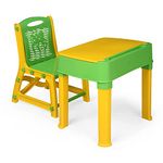 SHREE HANS CREATION Adjustable Study Table & Chair Set for Kids Boys and Girls with Small Box Space for Pencils and Other Stationery Plastic Study Table (Multicolor) (3-15 Years)