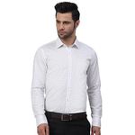 MUTAQINOTI Men's Floral White Cotton Shirt German Threads Handfinished Comfort Fit Semi Spread Imported Collar Cuffs Full Sleeves Shirt for Men (Size- 36) (ST-MY61-S1-WH)