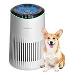 MORENTO Air Purifiers for Home, Air Purifier for Smoke Pet Dander Odors with Fragrance Sponge, Small Air Purifier with Sleep Mode for Bedroom Office, Blue Ambient Light, MR2566, White, 1 Pack
