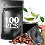 100Pcs Black Mylar Bags for Food Storage - Smell Proof Bag Small Ziplock Bag Organizer Kitchen Storage Small Jewelry Bags - 6x4 Heat Seal Bags Mylar Food Storage Bags Resealable Bags Candy Bags